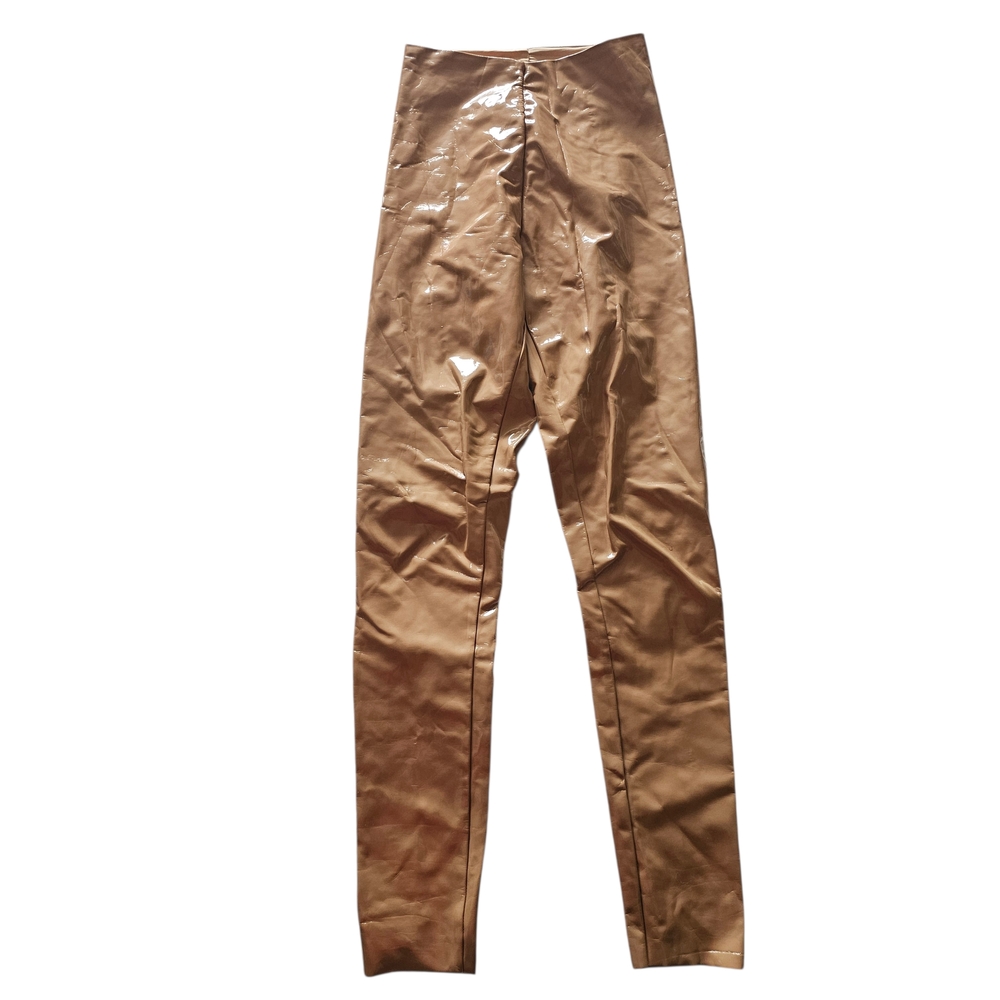 Commando Faux Leather Leggings Camel Brown Stretch Pull-On Size XS